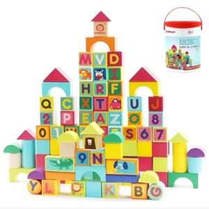 BLOQUES DE MADERA CON ABECEDARIO Y NUMEROS X100 (JTBABYQJ6029)