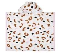 TOALLA PONCHO DE PLAYA DE LUJO LEOPARDO KAKI (JTBABYSWIM027)