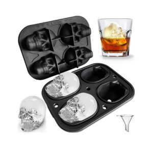 HIELERA SILICONA X4 CUBITOS DISEÑO CALAVERA NEGRO (JTBAZ381)