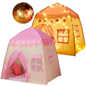 CARPA CASITA PARA NIÑOS ROSADA + LUCES CALIDAS (C.JUG949+FIEST117)