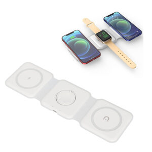 CARGADOR MAGNETICO INALMBRICO 3EN1 PLEGABLE USB BLANCO (JTACCEL349)