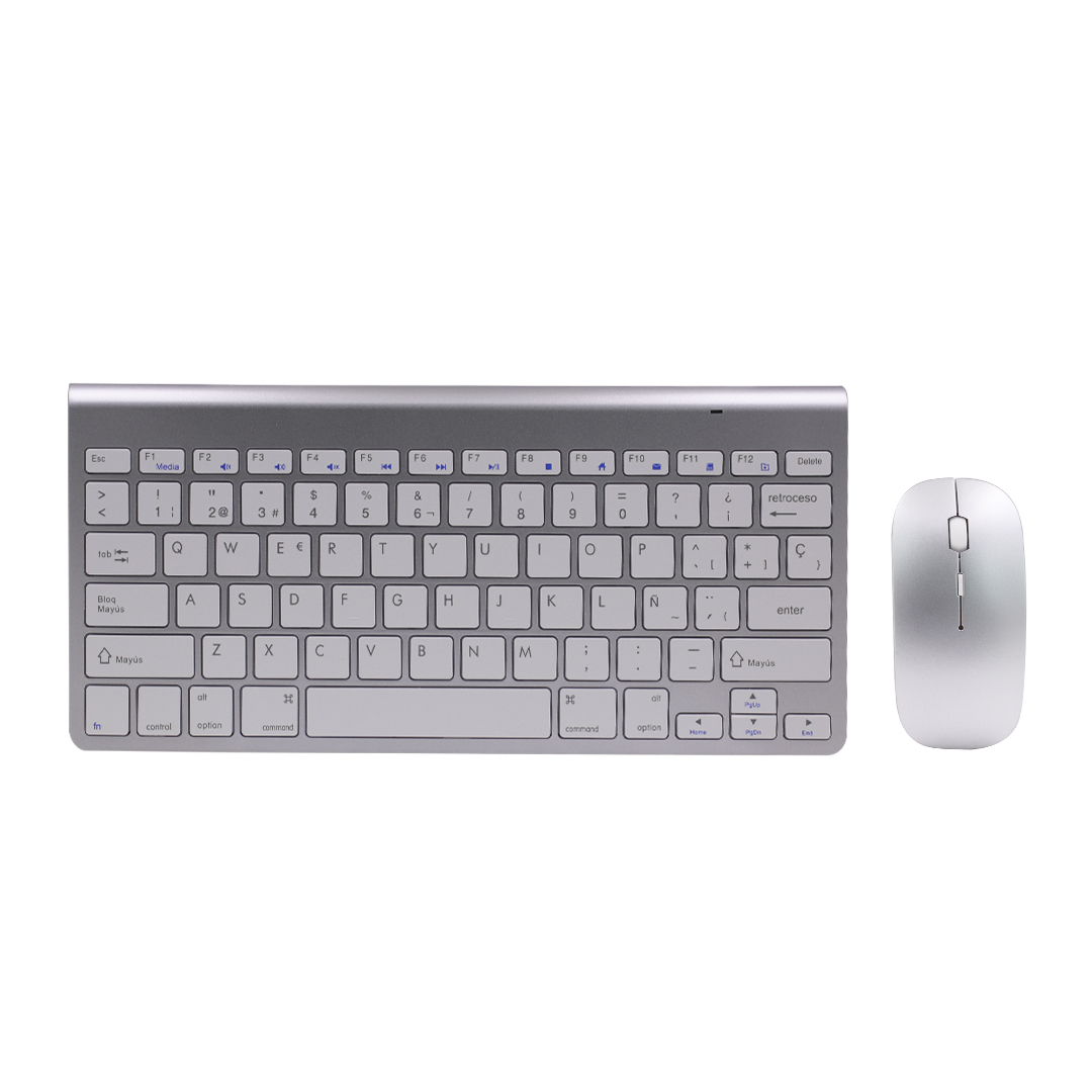 COMBO TECLADO Y MOUSE COMPACTO ESPAÑOL PLATA (JTACCPC207)