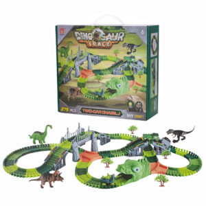 PISTA DE AUTO DINOSAURIO CON PUENTES Y ACCESORIOS 275 PIEZAS (JTJUG946)