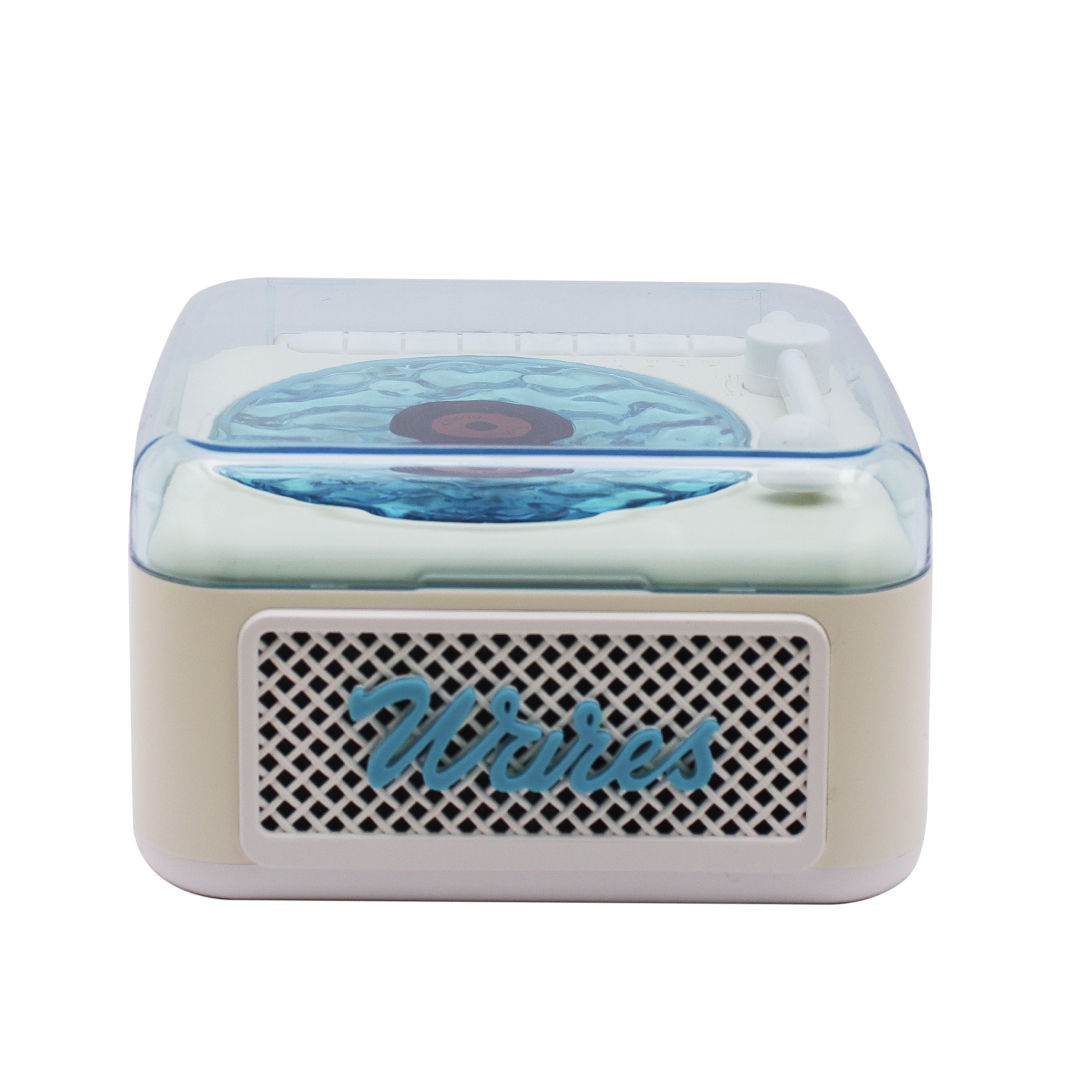 PARLANTE CON LUZ RETRO FM TOCADISCOS BLANCO CON CELESTE (JTPAR999CEL) - Image 3