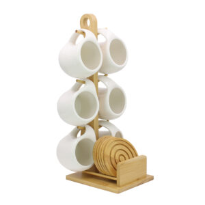 SET 6 TAZAS TE CAFE CON SOPORTE DE MADERA (JTBAZ405)