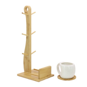SET 6 TAZAS TE CAFE CON SOPORTE DE MADERA (JTBAZ405)