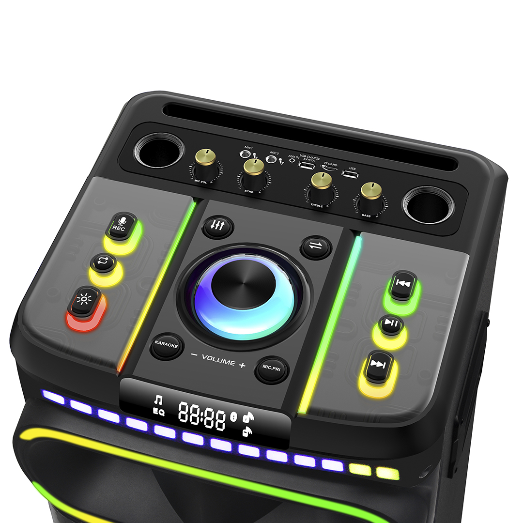 PARLANTE PORTATIL GOLDTECH 12"x3 2x MICROFONO Y CONTROL REMOTO (JTPAR307) - Image 3