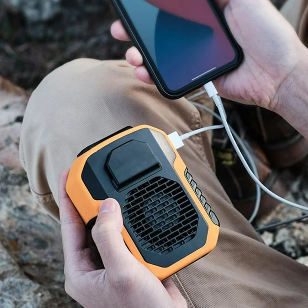 VENTILADOR PORTATIL CON LINTERNA 5 VELOCIDADES POWER BANK NEGRO (JTVENT041) - Image 2