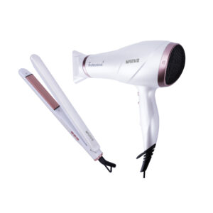 ALISADOR DE CABELLO + SECADOR MARVO HCP-004 BLANCO (JMARVO048)