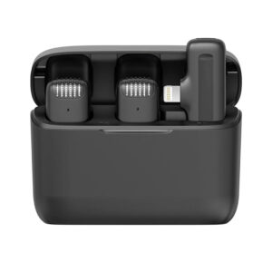 MICROFONO X2 SOLAPERO BASE DE CARGA USB-C + IPHONE NEGRO (JTACCAV195)