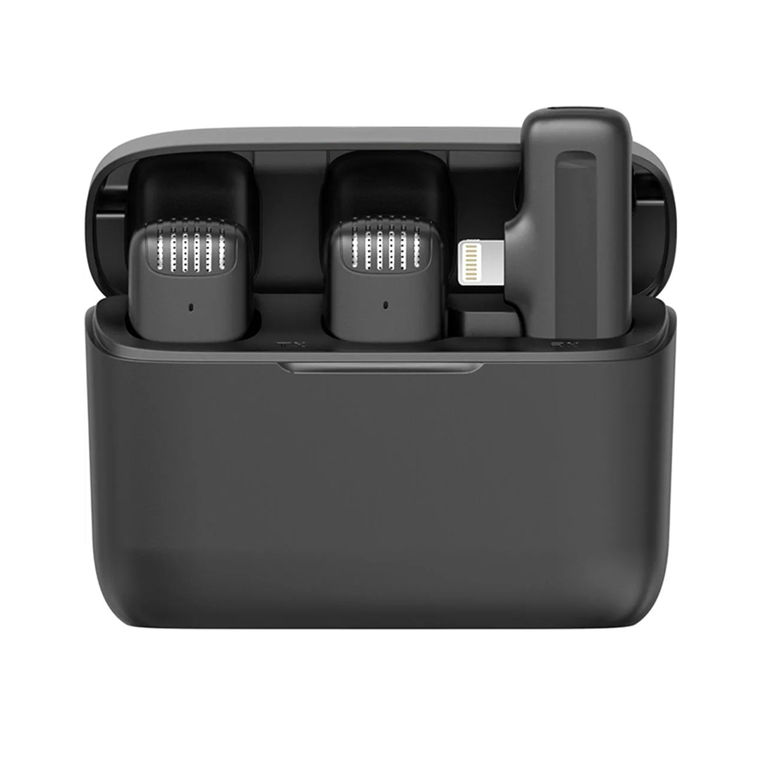 MICROFONO X2 SOLAPERO BASE DE CARGA USB-C + IPHONE NEGRO (JTACCAV195)