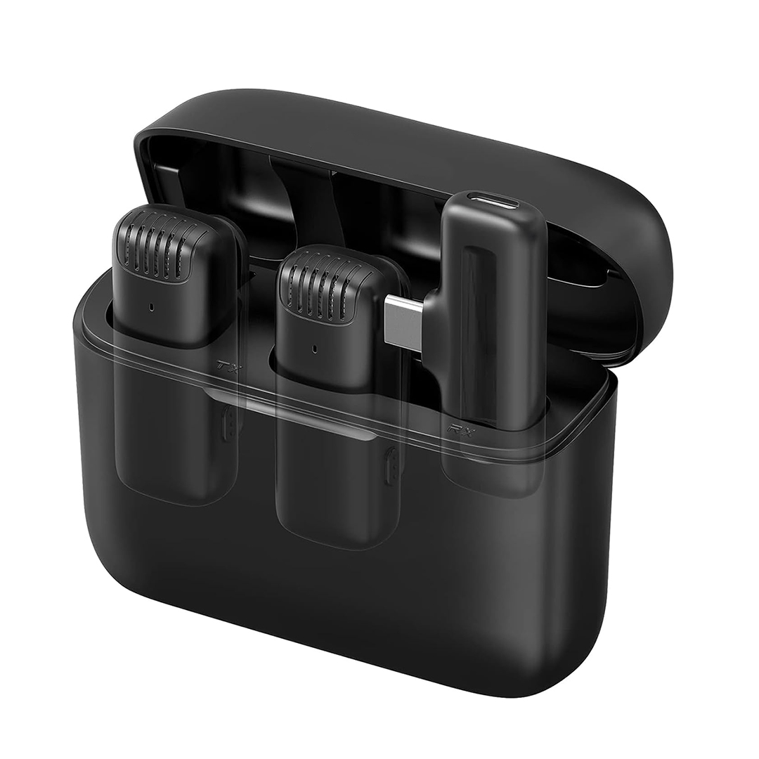 MICROFONO X2 SOLAPERO BASE DE CARGA USB-C + IPHONE NEGRO (JTACCAV195) - Image 3
