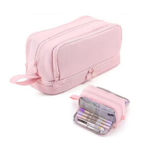 CARTUCHERA ESCOLAR CON CIERRE 4 COMPARTIMIENTOS ROSADA (JTBOL072ROS)