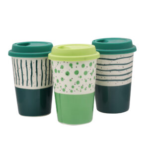 TAZA DE CERAMICA C/TAPA 400ML DISEÑOS SURTIDOS (JTHOG841)