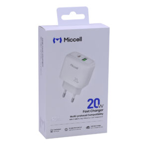 CARGADOR MICCELL VQ-T12 USB + USB-C 20W BLANCO (JTMICC091)