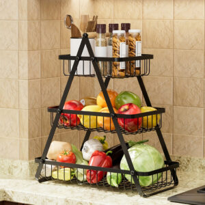 ORGANIZADOR FRUTERO MULTIUSO DE 3 NIVELES NEGRO (JTHOG1137)