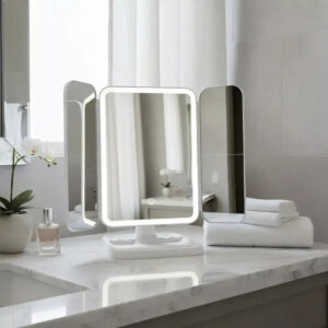 ESPEJO DE MAQUILLAJE LUZ TRIPTICO AUMENTO X3 BLANCO (JTHOG1109)