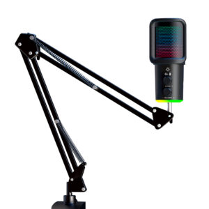 MICROFONO CONDENSADOR GAMER RGB STREAMING BRAZO USB (JTACCAV303)