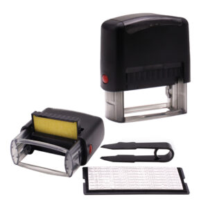 KIT DE SELLO EDITABLE AUTOMATICO PARA ROPA Y PAPEL CON TINTA (JTACCOF001)