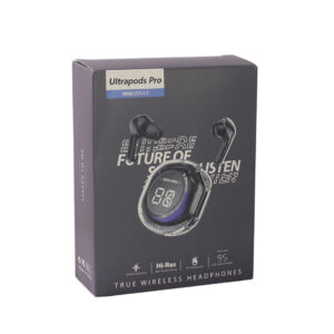 AURICULARES INALAMBRICOS TWS LED DE COLORES CON DISPLAY TRANSPARENTE NEGRO (JTAUR517NEG)