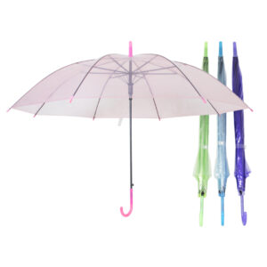 PARAGUAS CLASICO 55CM TRANSPARENTE LISO COLORES (JTBAZ348)