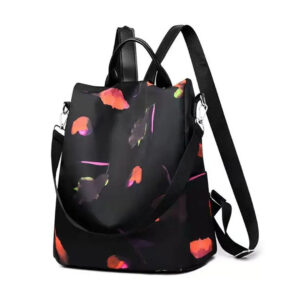 MOCHILA  ANTIRROBO NEGRA C/FLORES (JTBOL039)