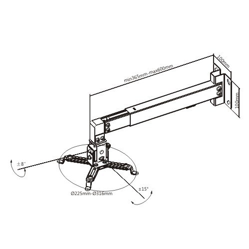 SOPORTE BRATECK PARED PRB-2W PARA PROYECTOR BRAZO (JTBRAT038) - Image 2