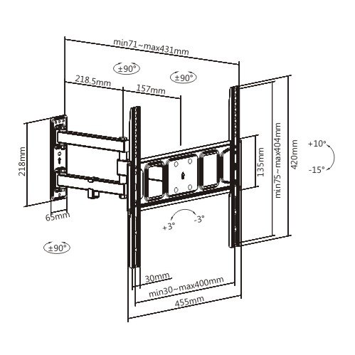 SOPORTE BRATECK TV 32"-55" LPA63-443 BRAZO MOVIL (JTBRAT040) - Image 3