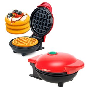 MINI WAFLERA ELECTRICA ANTIADHERENTE 350W ROJO (JTHOG644) (JTELEC375)