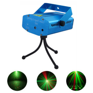 MINI LASER 5 EN 1 LUZ ROJO VERDE 220V CON SOPORTE AZUL (JTFIEST002)