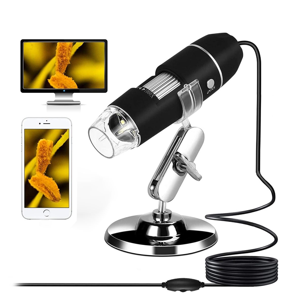 MICROSCOPIO DIGITAL USB CON SOPORTE ZOOM X1600 (JTHOG125)
