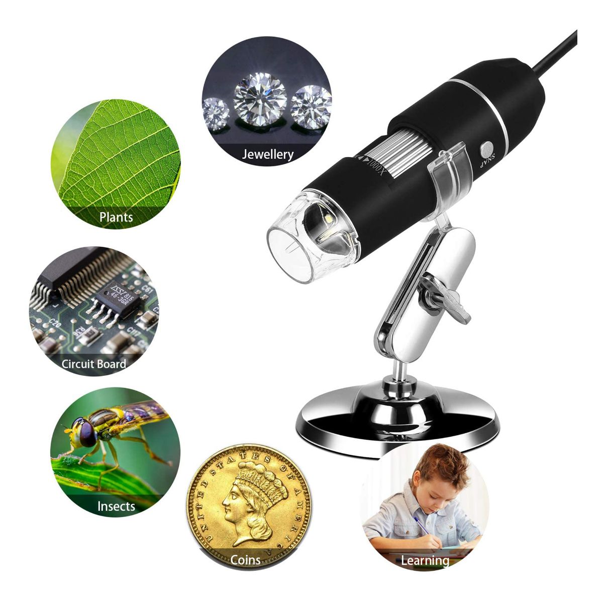 MICROSCOPIO DIGITAL USB CON SOPORTE ZOOM X1600 (JTHOG125) - Image 3