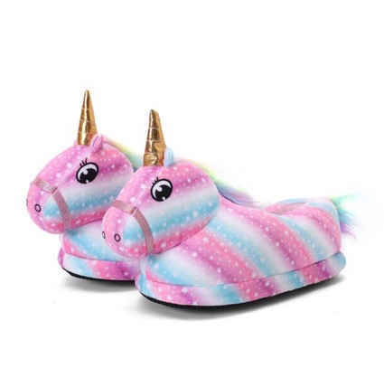 PANTUFLAS UNICORNIO RAYAS TALLE UNICO (JTHOG367)