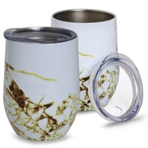 MATE SIMIL MARMOL BLANCO GRIS CON TAPA 320ML (JTHOG455)