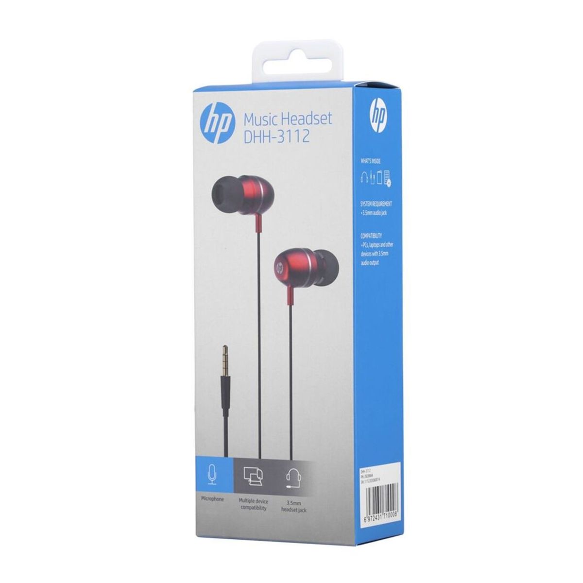 AURICULAR EARPHONES CABLEADO HP DHH-3112 ROJO (JTMANO132) - Image 2