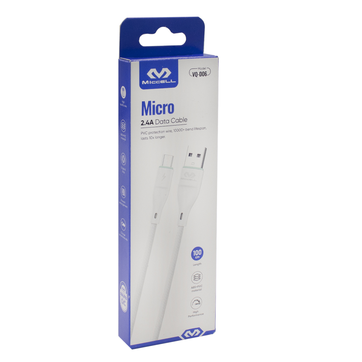 CABLE MICRO USB MICCELL VQ-D06 1M BLANCO (JTMICC056)