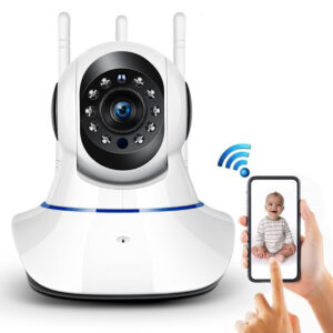 CAMARA DE SEGURIDAD IP ROBOTICA WIFI 3 ANTENAS 360° MONITOR BEBE MASCOTAS (JTSEGU022)