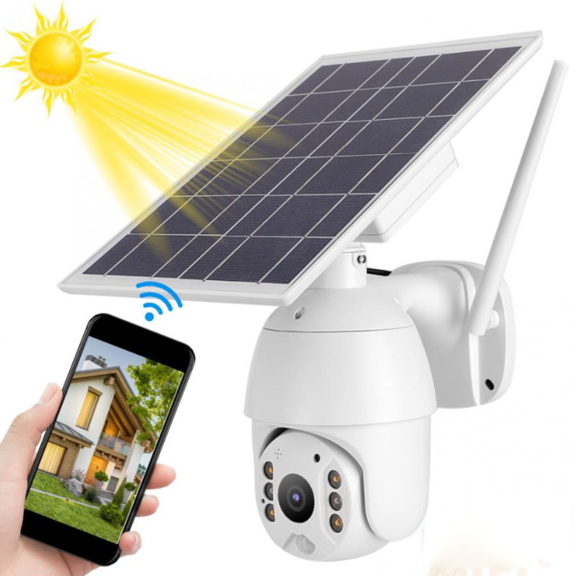 CAMARA DE SEGURIDAD EXTERIOR WIFI CON PANEL SOLAR ROBOTICA 360° (JTSEGU027) - Image 2