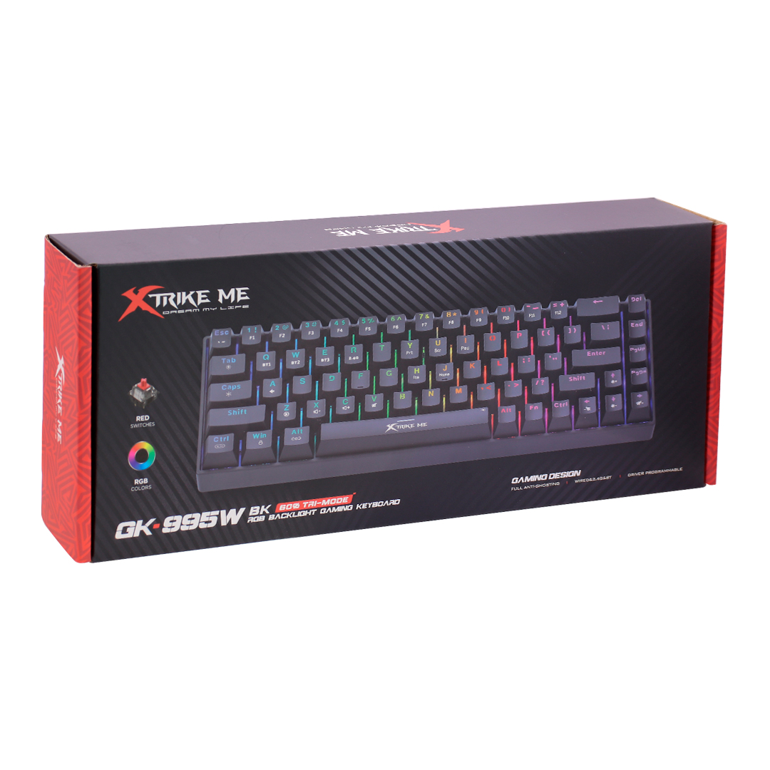 TECLADO MECANICO GAMER INALAMBRICO XTRIKE ME GK-995W BK RGB (JTXTRIKE138) - Image 3