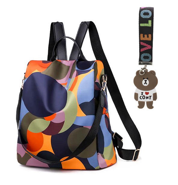 MOCHILA ANTIROBO CIRCULO COLORES + LLAVERO OSITO (COMBOJTBOL040+JTHOG983)