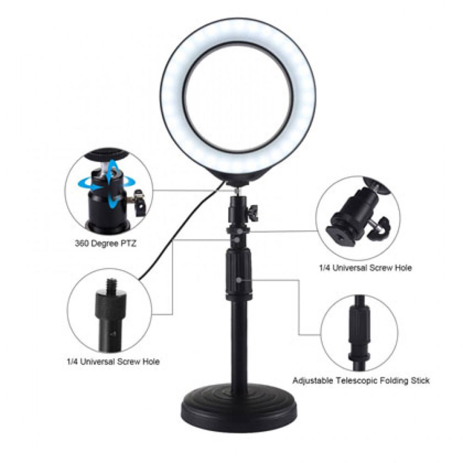 ANILLO LUZ LED SELFIE PROFESIONAL CON BASE (JTACCEL233) - Image 2