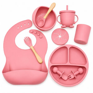 SET DE ALIMENTACION PARA BEBE SILICONA ROSADO (JTBABY124ROS)