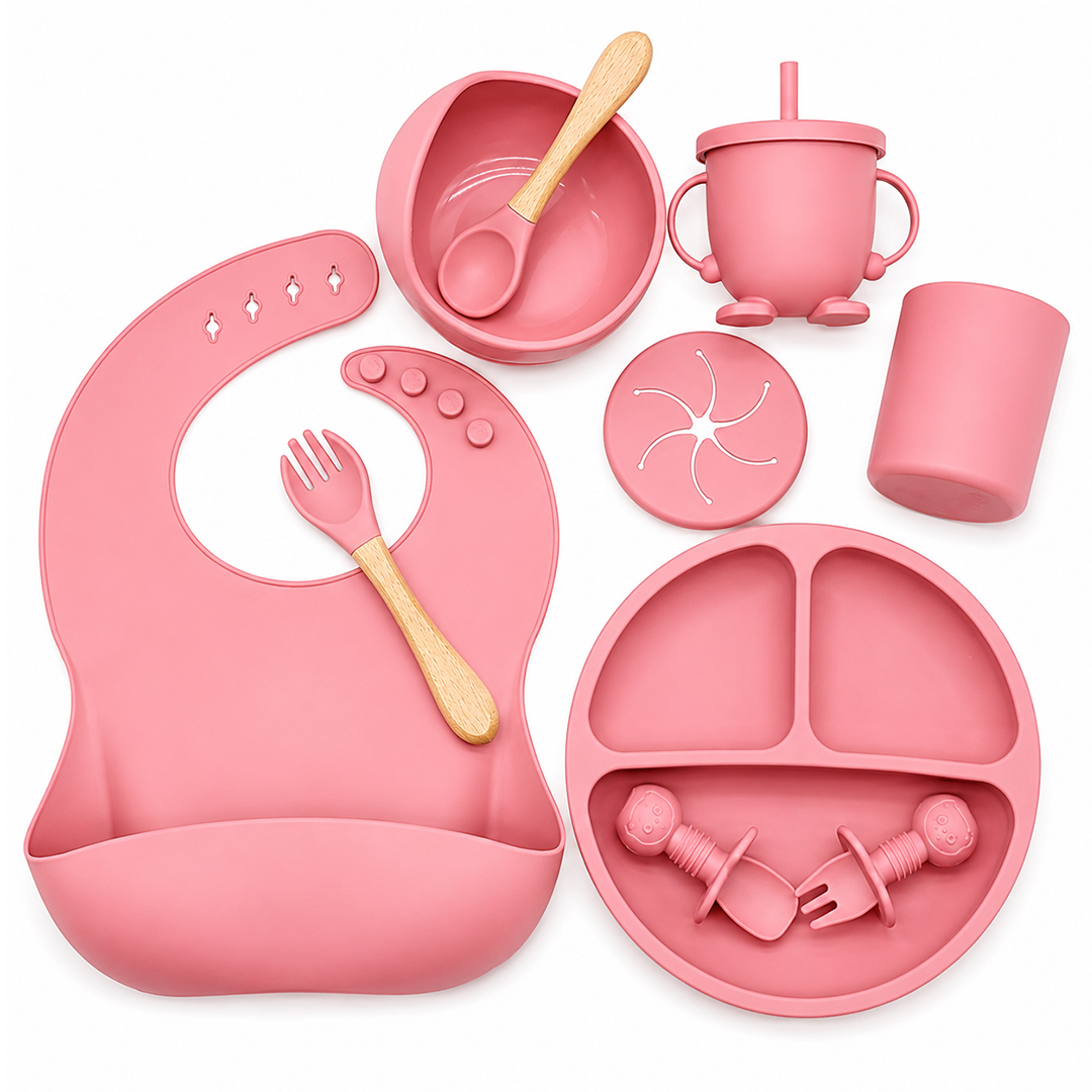 SET DE ALIMENTACION PARA BEBE SILICONA ROSADO (JTBABY124ROS)