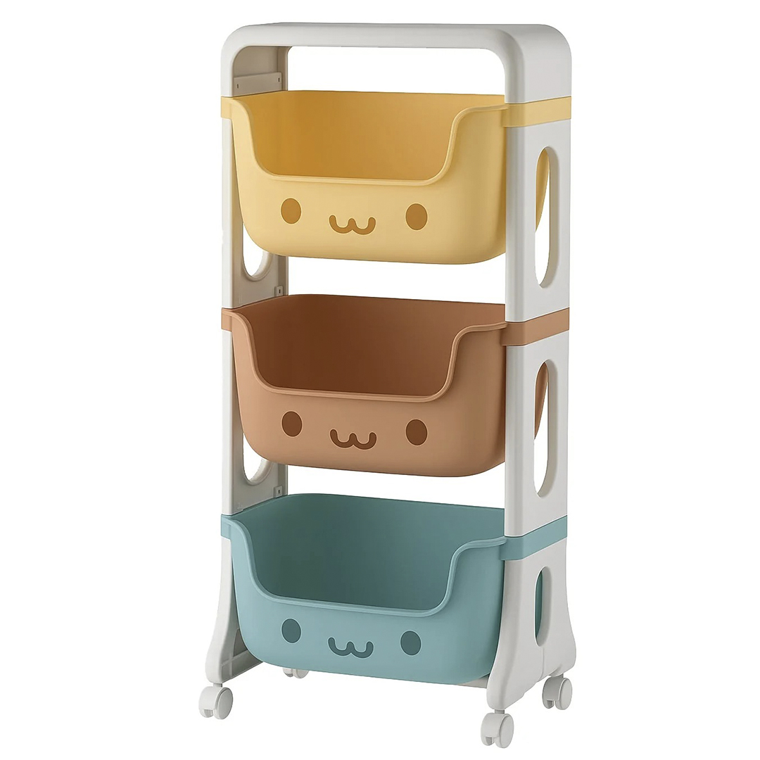 ORGANIZADOR DE JUGUETES 3 ESTANTES CARITAS CON RUEDITAS (JTBABYQM6005)