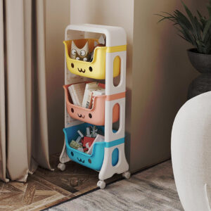 ORGANIZADOR DE JUGUETES 3 ESTANTES CARITAS CON RUEDITAS (JTBABYQM6005)