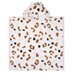 TOALLA PONCHO DE PLAYA DE LUJO LEOPARDO KAKI (JTBABYSWIM027)