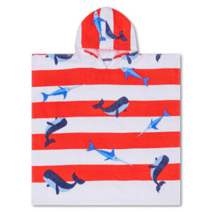 TOALLA PONCHO DE PLAYA DE LUJO BALLENA ROJA (JTBABYSWIM028)