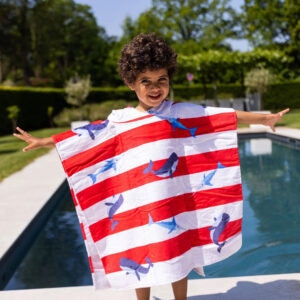 TOALLA PONCHO DE PLAYA DE LUJO BALLENA ROJA (JTBABYSWIM028)