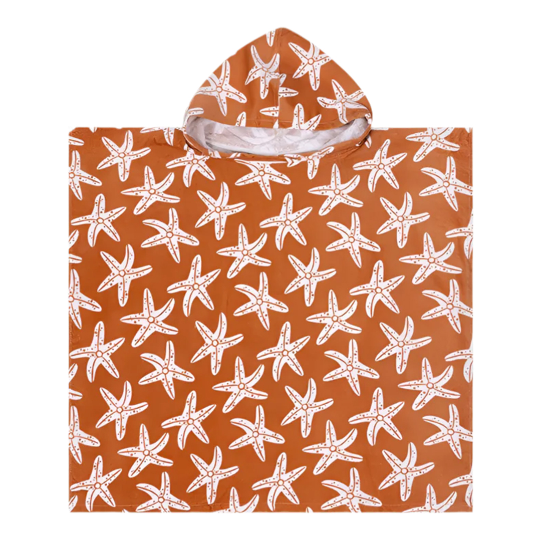PONCHO DE PLAYA CON CAPUCHA ESTRELLLAS DE MAR (JTBABYSWIM029)