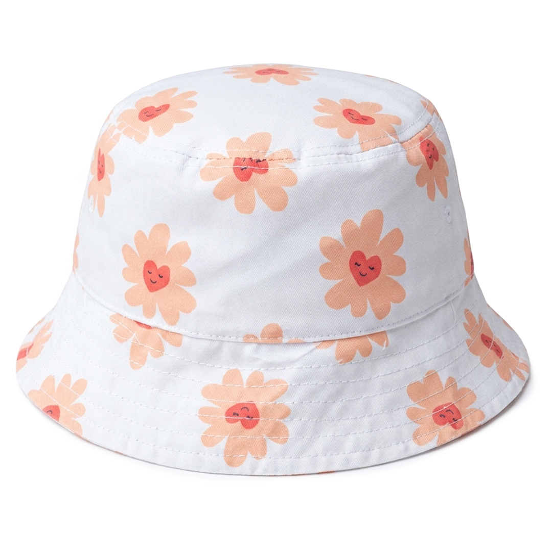 GORRO DE VERANO BLANCO FLOR CORAZONES (JTBABYSWIM044)